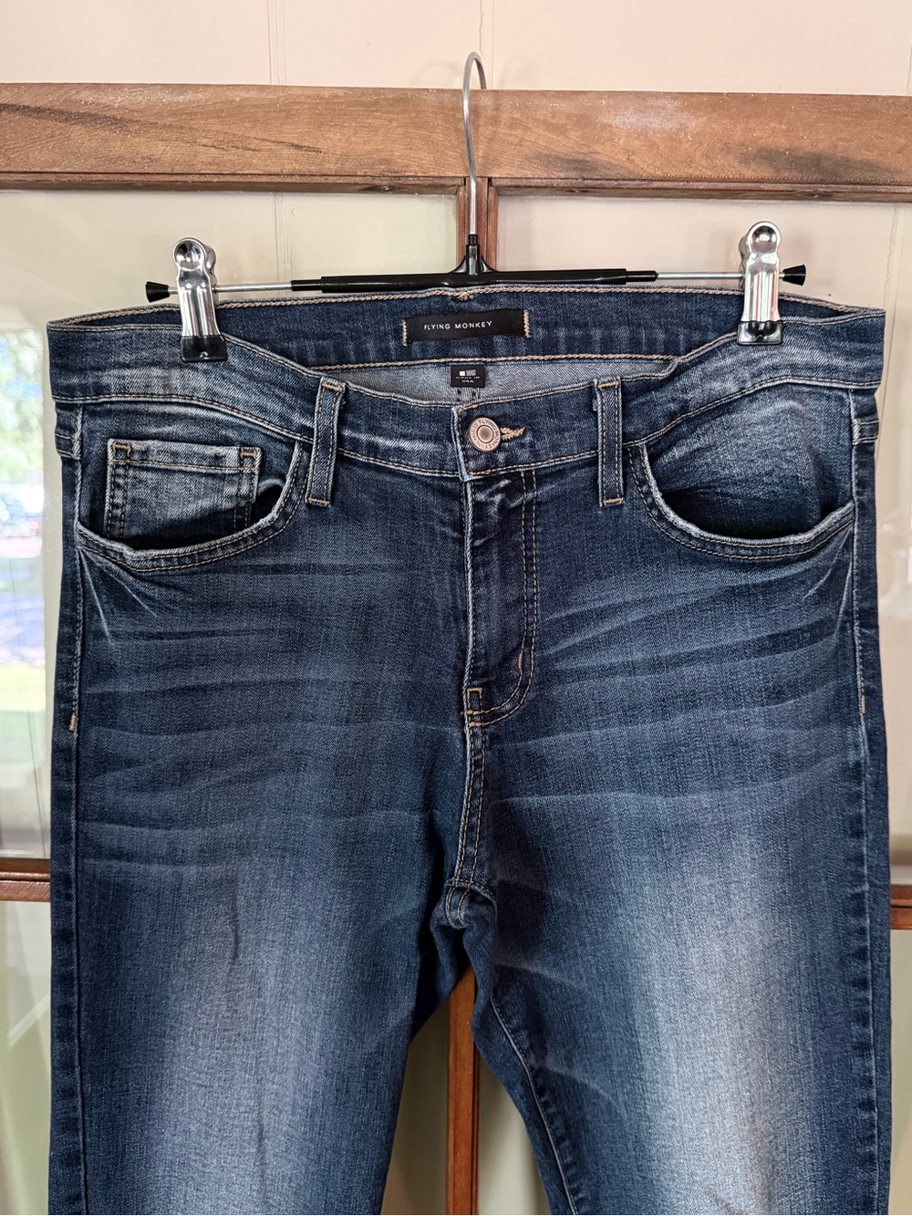Flying Monkey Low Rise Skinny Blue Jeans Size 30 Made in USA Y2K Stretch Denim - Picture 7 of 15